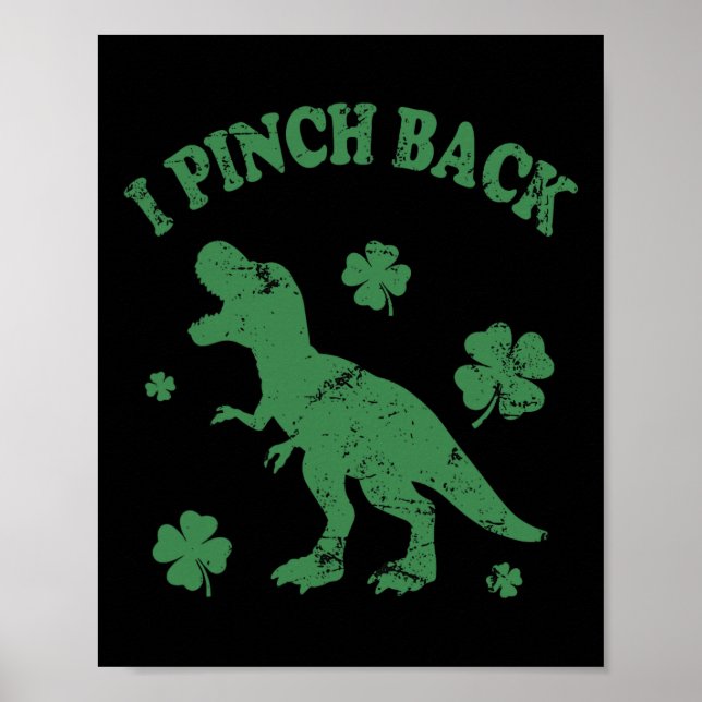 T-Rex Ich boxe dich Lustiger St. Patrick's Day Ich Poster (Vorne)