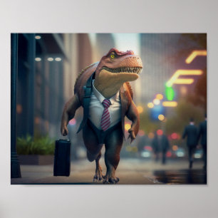 T-Rex in der Stadt Poster