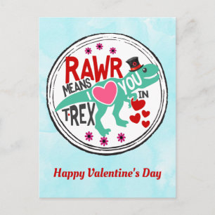 T-Rex in einem Top Hat Niedlichen Funny Valentine Postkarte