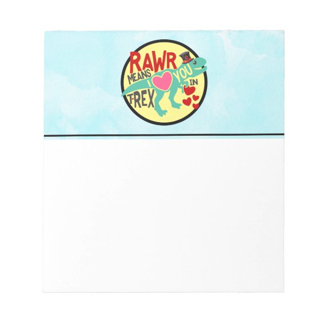 T-Rex in einem Top-Hat-Rawr bedeutet, dass ich Lie Notizblock (Vorderseite)