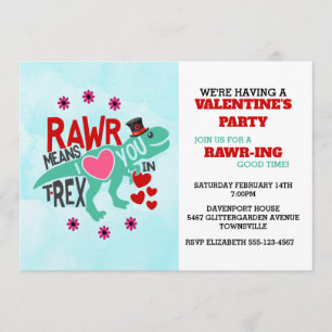 T-Rex in einem Tophat Niedliches Funny Valentine Einladung