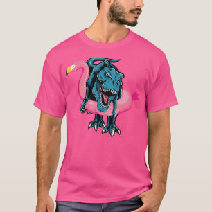 T-Rex in Flamingo Float Funny Pool Party T-Rex Di T-Shirt