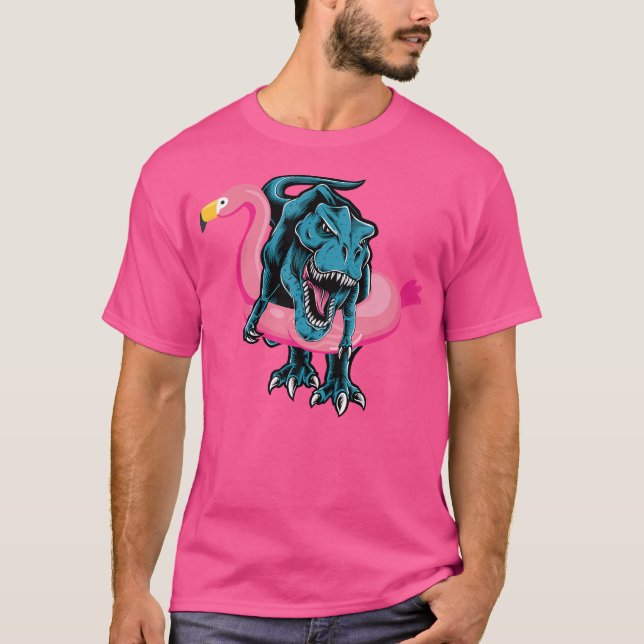 T-Rex in Flamingo Float Funny Pool Party T-Rex Di T-Shirt (Vorderseite)