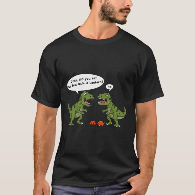 T Rex isst Kürbislaterne Halloween Boys Girls Kind T-Shirt (Vorderseite)