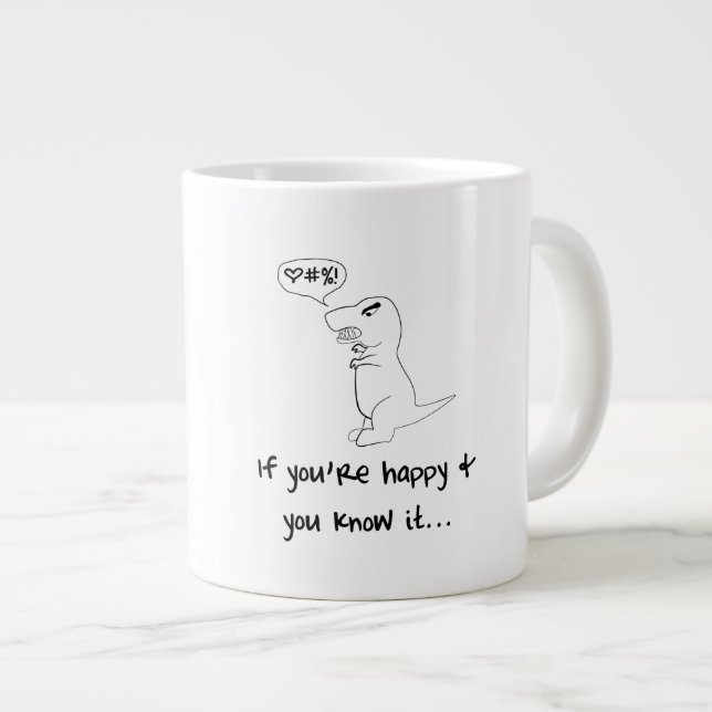 T-Rex ist nicht glücklich Jumbo-Tasse (Vorderseite Rechts)