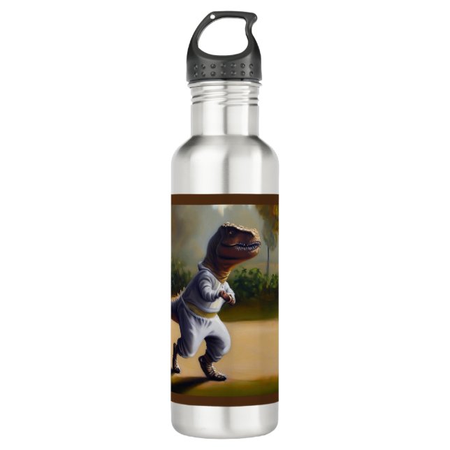 T Rex Joggen Edelstahlflasche (Vorderseite)