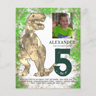 T Rex Jungle Birthday Party Foto Budget Flyer