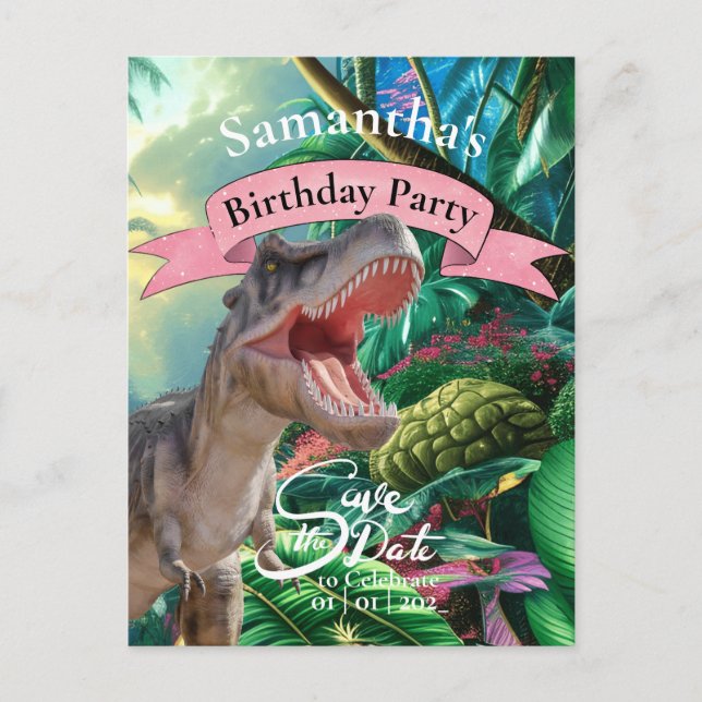 T Rex, Jurassic World, Birthday Girl Postkarte (Vorderseite)