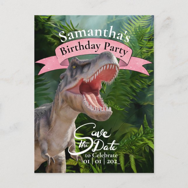 T Rex, Jurassic World, Jungle Birthday Girl Postkarte (Vorderseite)