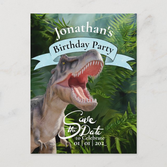 T Rex, Jurassic World, Jungle Happy Birthday Postkarte (Vorderseite)