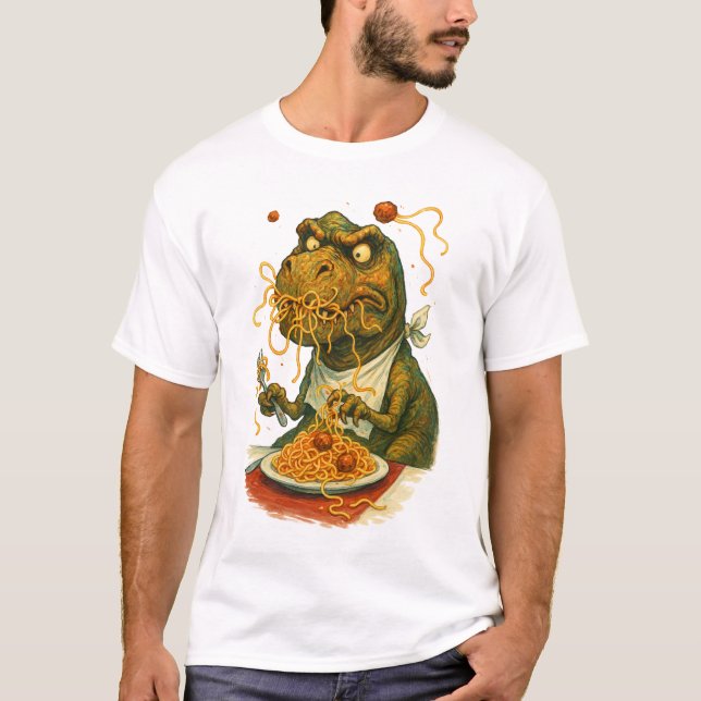 T-Rex kämpft um Spaghetti zu essen T-Shirt (Vorderseite)