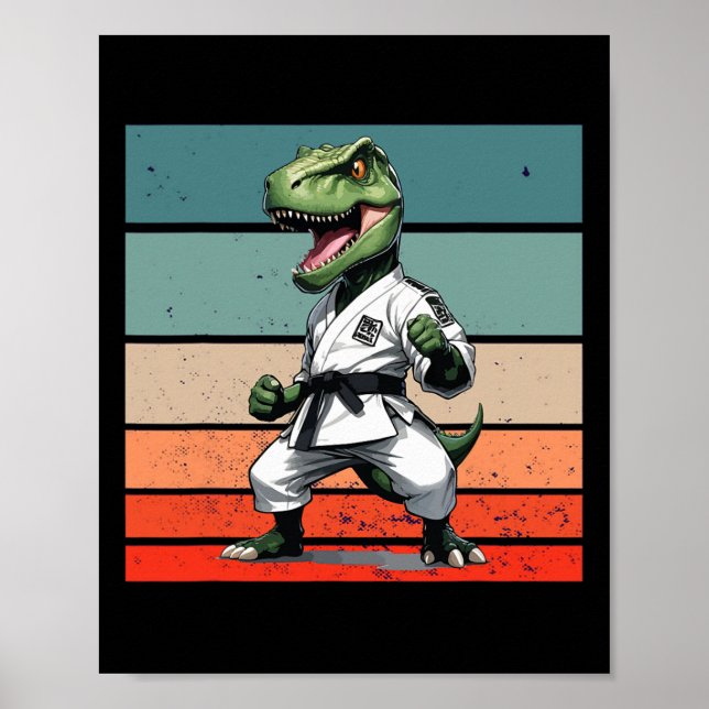 T.rex Karate Gi Schwarze Gürtel Furchteinflößende  Poster (Vorne)