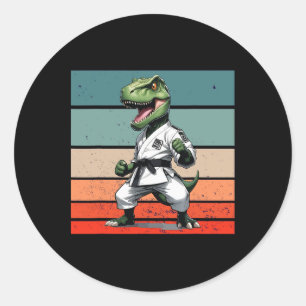 T.rex Karate Gi Schwarze Gürtel Furchteinflößende Runder Aufkleber