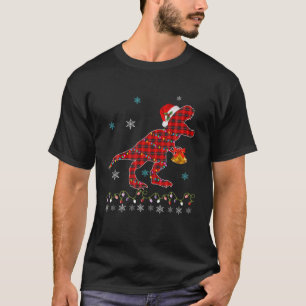 T Rex Kariert Red Buffalo Dinosaurier Weihnachten T-Shirt