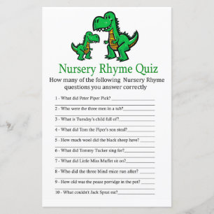 T-rex Kinderzimmer Rhyme Quiz Babydusche