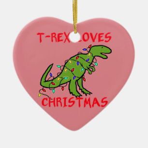 T-Rex Liebe-Weihnachten Keramikornament