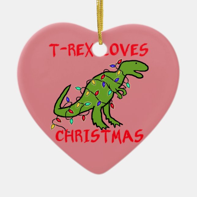 T-Rex Liebe-Weihnachten Keramikornament (Vorne)