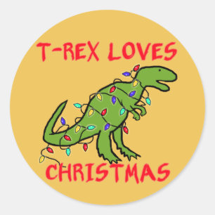 T-Rex Liebe-Weihnachten Runder Aufkleber