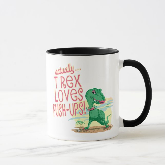 T Rex Lieben Push-Ups Tasse (Rechts)