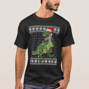 T Rex Lights Xmas Ugly Sweater Santa T Rex Weihnac T-Shirt