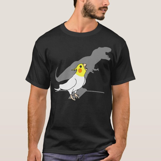 T-Rex Lutino Cockatiel Gelber Weißer Papagei Birb T-Shirt (Vorderseite)