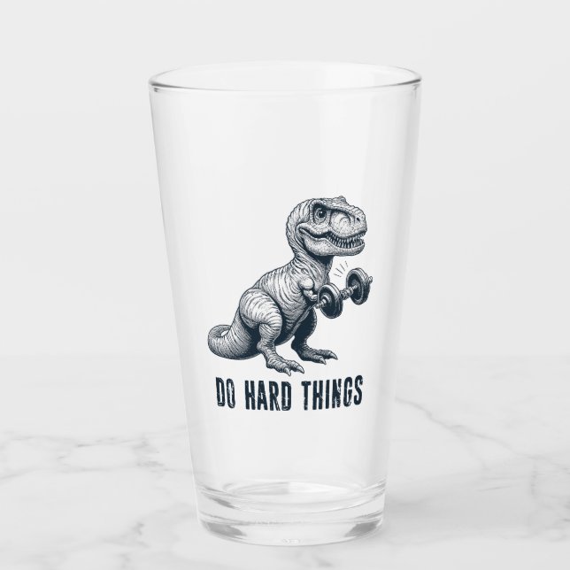 T-Rex macht harte Dinge Glas (Vorderseite)