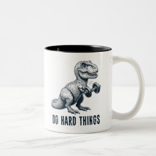 T-Rex macht harte Dinge Zweifarbige Tasse