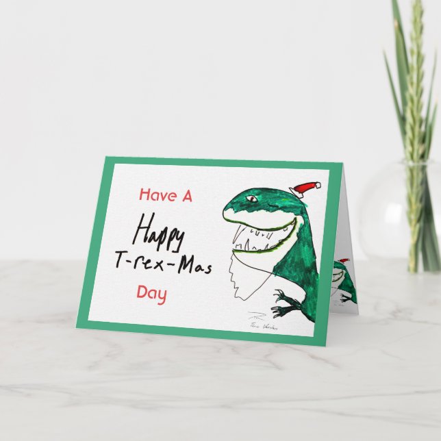T-Rex-Mas Weihnachtskarte Feiertagskarte (Vorderseite)