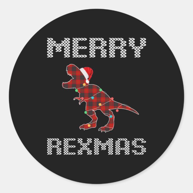 t-Rex merry rexmas gift for him Runder Aufkleber (Vorderseite)
