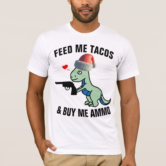 T-REX MIT GUN-FUNNY-CHRISTMAS-T - SHIRT (Vorderseite)