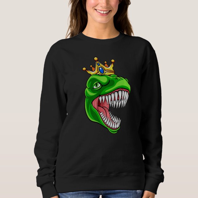 T Rex mit KronTyrannosaurus Rex Dinosaurier Sweatshirt (Vorderseite)