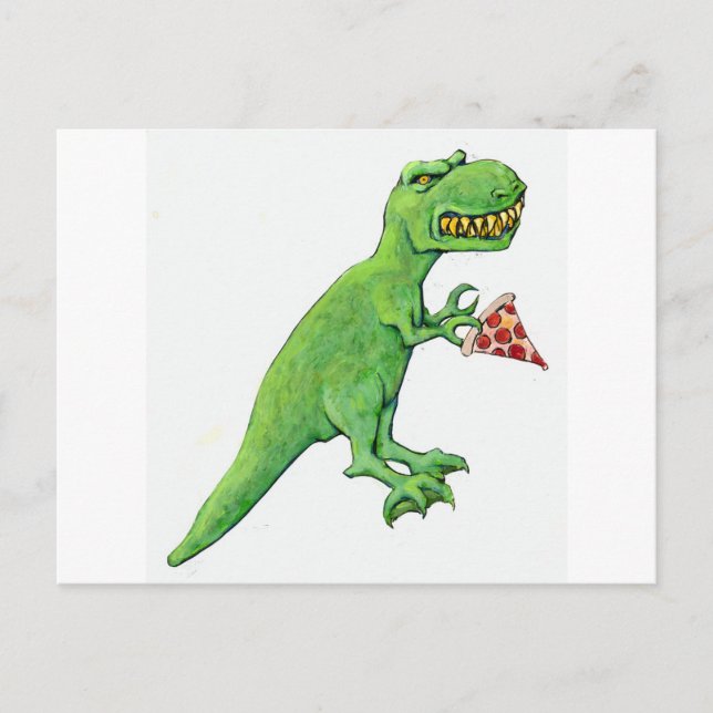 T-Rex mit Pizza Postkarte (Vorderseite)