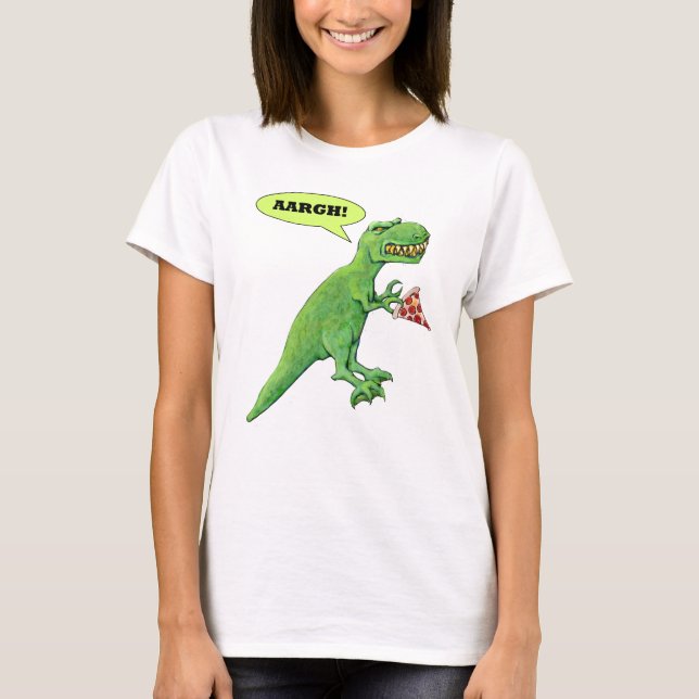 T-Rex mit Pizza T-Shirt (Vorderseite)
