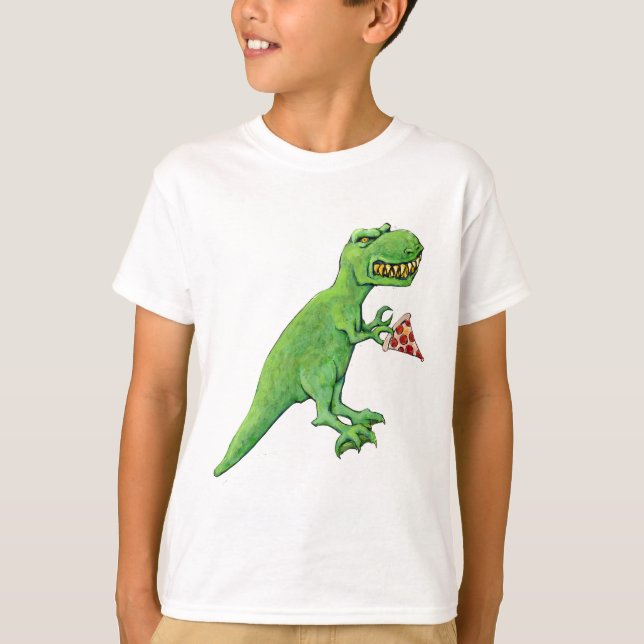 T-Rex mit Pizza T-Shirt (Vorderseite)