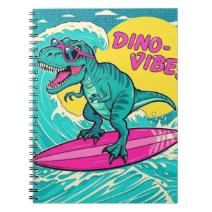 T-Rex mit Sonnenbrille und Neonrosa Notizblock
