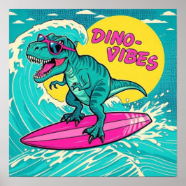 T-Rex mit Sonnenbrille und Neonrosa Poster
