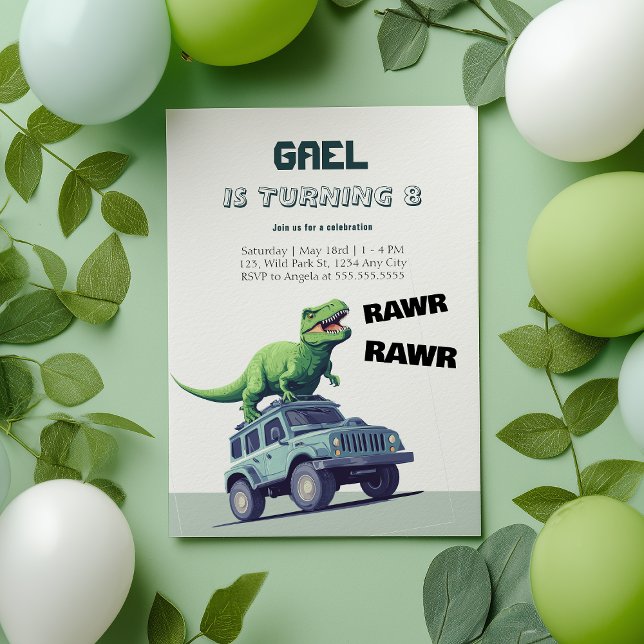 T-Rex Monster Truck Rawr Dinosaur Kindergeburtstag Einladung (Von Creator hochgeladen)