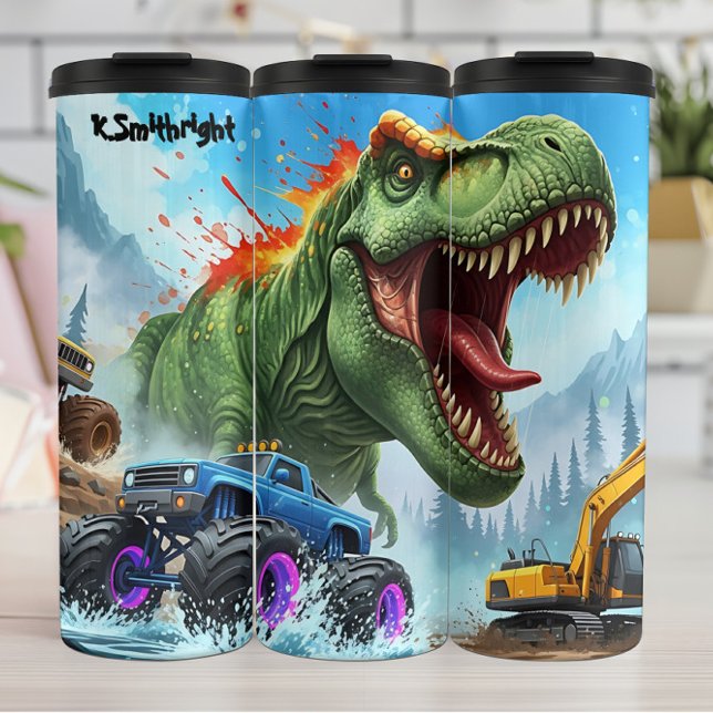 T-Rex Monster Trucks Construction Chaos Thermosbecher (Von Creator hochgeladen)