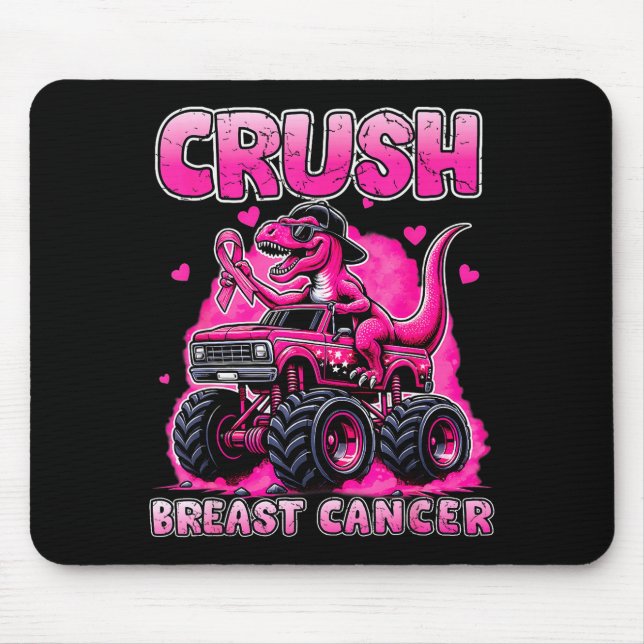 T-Rex-Monstertruck Brustkrebs-Bewusstsein Mousepad (Vorne)
