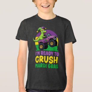 T-Rex-Monstertruck-Zermalmer Mardi Gras T-Rex-Todd Tri-Blend Shirt