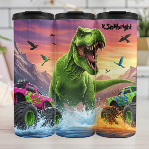 T-Rex-Monstertrucks Wasserspritzer Thermosbecher
