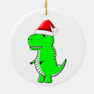 T Rex Niedlich Dino Santas Christmas Hat Keramik Ornament