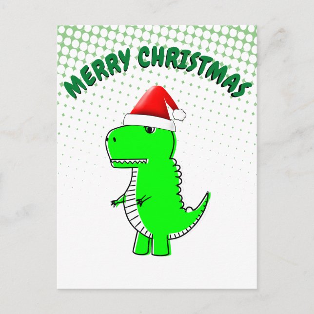T Rex Niedlich Dino Santas Christmas Hat Postkarte (Vorderseite)