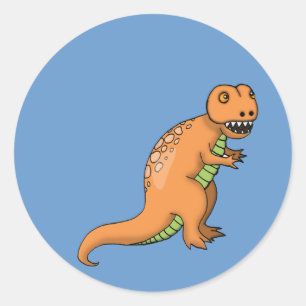 T-Rex Niedlicher Dinosaurier-Aufkleber Runder Aufkleber