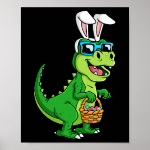T Rex Ostersonne mit Eierkörbchen Spaß Dinosaurier Poster