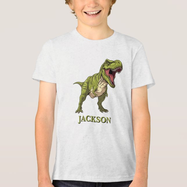 T-Rex Personalisiert Tri-Blend Shirt (Vorderseite)