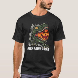T Rex Pumpkin Eating Dinosaurier Halloween Kids Di T-Shirt