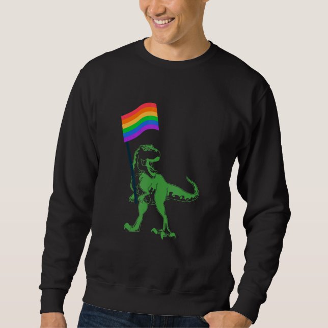 T Rex Rainbow Flag Lgbtq Pride Lgbt Gay Transgende Sweatshirt (Vorderseite)