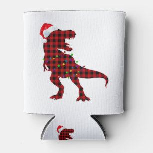 T Rex Red Kariert Buffalo Dinosaurier Weihnachten Dosenkühler