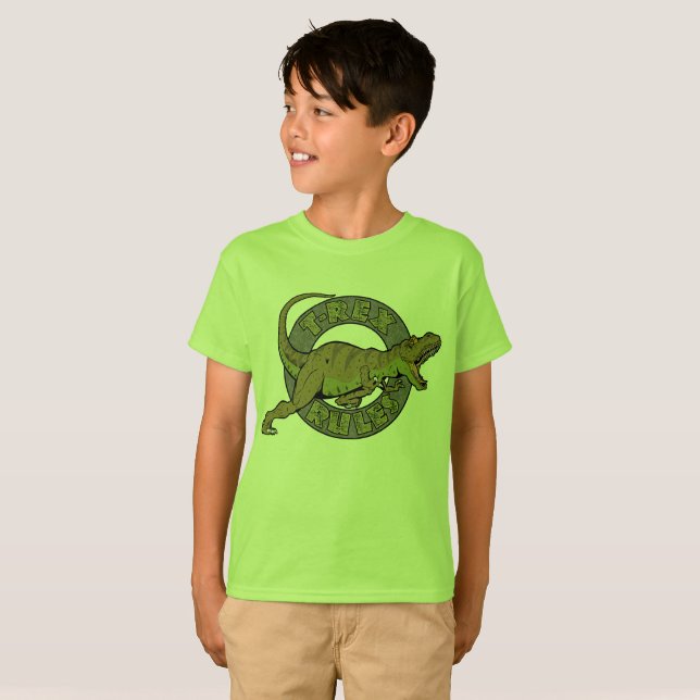 T-Rex regiert Boys T - Shirt (Vorne ganz)
